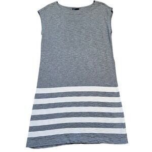 GAP Gray Striped Sleeveless Boat Neck Knit Shift T-Shirt Dress Size M
